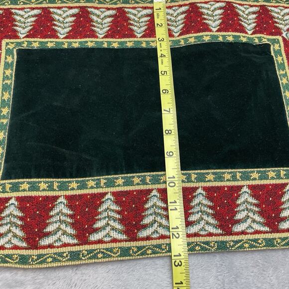 Luxurious Velveteen Christmas Placemats (8) Tapestry Trim Trees Holiday Party - Picture 3 of 4